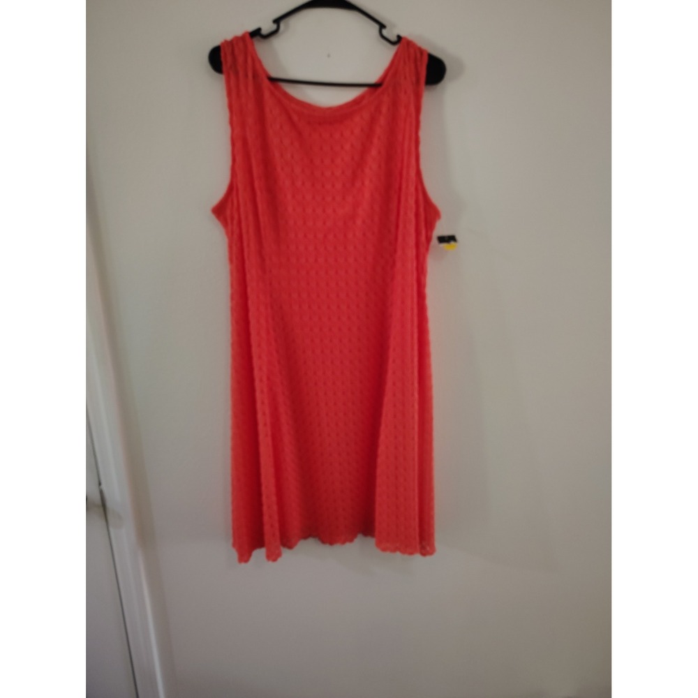 RN Studio by‎ Ronni Nicole Coral Orange Lace Sleeveless A-Line Dress Womens 18
